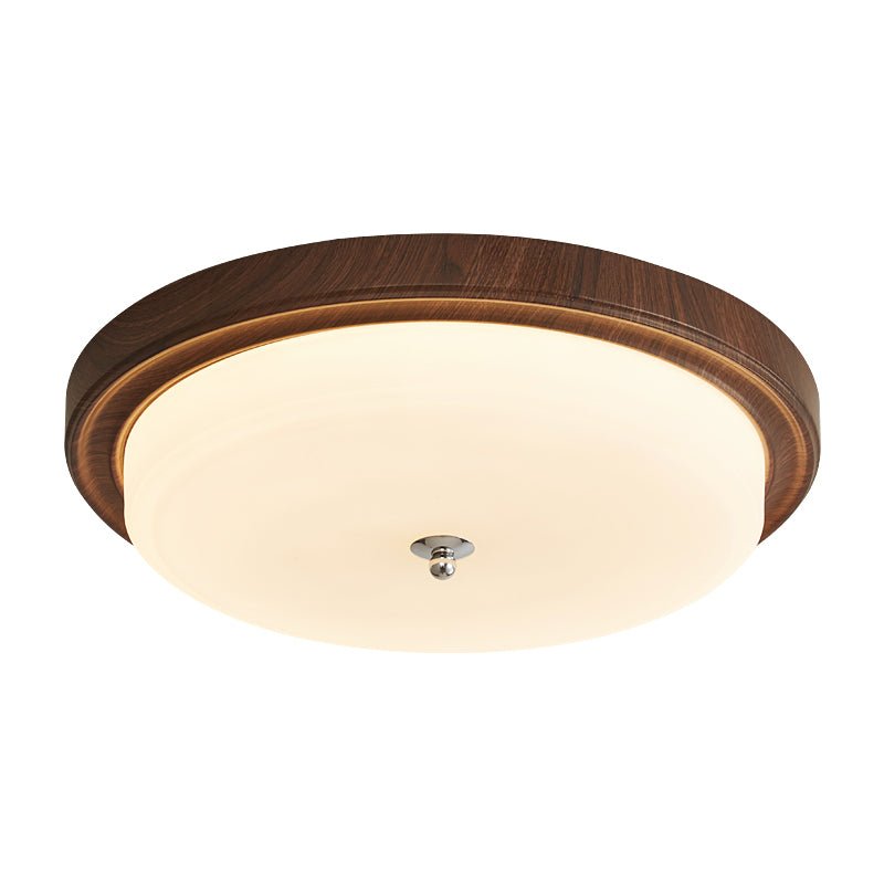 Orvella Walnut Wood Grain LED Flush Mount Ceiling Light