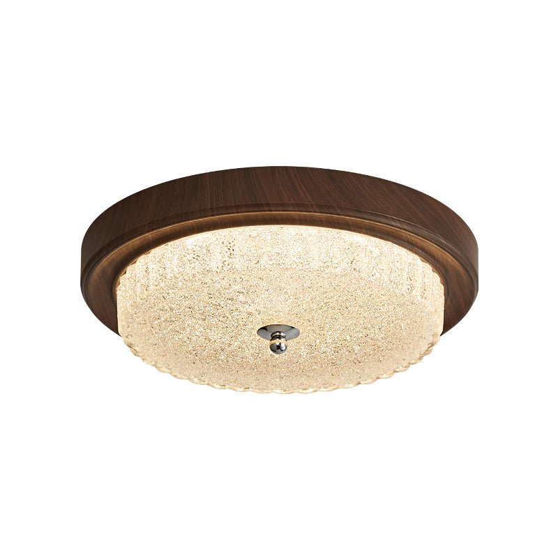 Orvella Walnut Wood Grain LED Flush Mount Ceiling Light