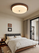 Orvella Walnut Wood Grain LED Flush Mount Ceiling Light