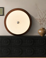 Orvella Walnut Wood Grain LED Flush Mount Ceiling Light