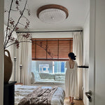 Orvella Walnut Wood Grain LED Flush Mount Ceiling Light