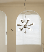 Orvian Chrome Starburst Chandelier, Mid-Century Modern Ceiling Light for Dining Room and Living Space