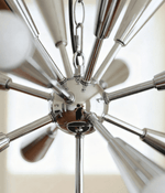 Orvian Chrome Starburst Chandelier, Mid-Century Modern Ceiling Light for Dining Room and Living Space