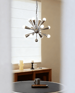Orvian Chrome Starburst Chandelier, Mid-Century Modern Ceiling Light for Dining Room and Living Space