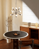 Orvian Chrome Starburst Chandelier, Mid-Century Modern Ceiling Light for Dining Room and Living Space