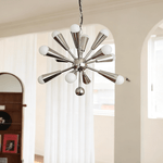 Orvian Chrome Starburst Chandelier, Mid-Century Modern Ceiling Light for Dining Room and Living Space