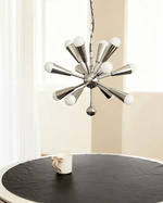 Orvian Chrome Starburst Chandelier, Mid-Century Modern Ceiling Light for Dining Room and Living Space