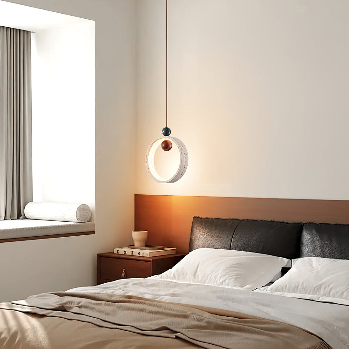 Orvion Swag Pendant Light in Yellow Travertine with Marble Accents