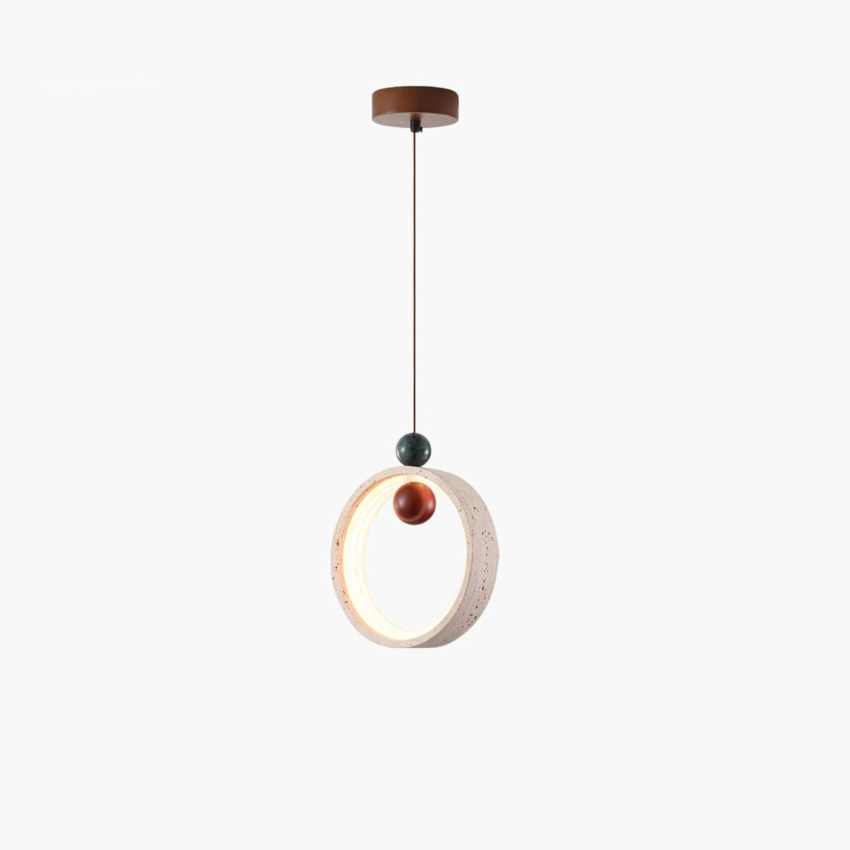 Orvion Sculptural Travertine Pendant Light with LED Illumination