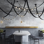Orvyn Leather Arc Chandelier – Modern Linear LED Pendant Light