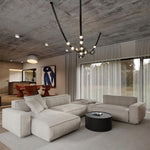 Orvyn Leather Arc Chandelier – Modern Linear LED Pendant Light