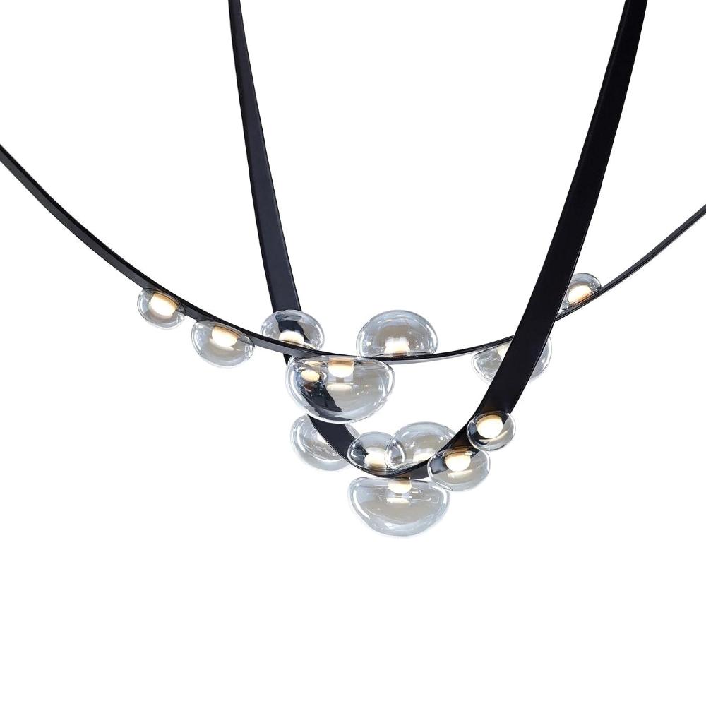 Orvyn Leather Arc Chandelier – Modern Linear LED Pendant Light