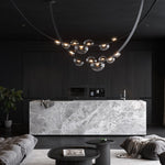 Orvyn Leather Arc Chandelier – Modern Linear LED Pendant Light