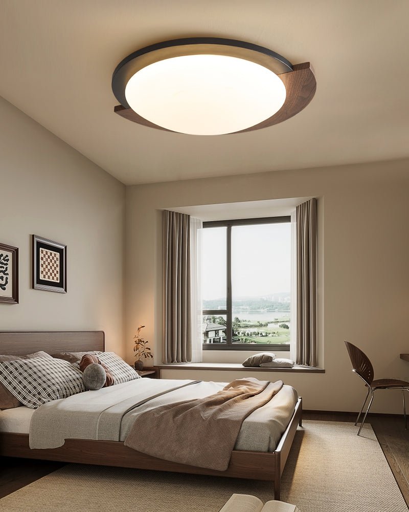 Orwyn Grain Halo LED Flush Mount Ceiling Light in Walnut Wood Grain