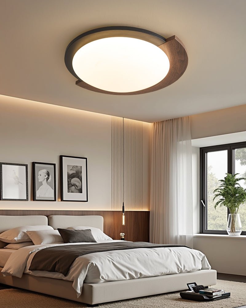 Orwyn Grain Halo LED Flush Mount Ceiling Light in Walnut Wood Grain