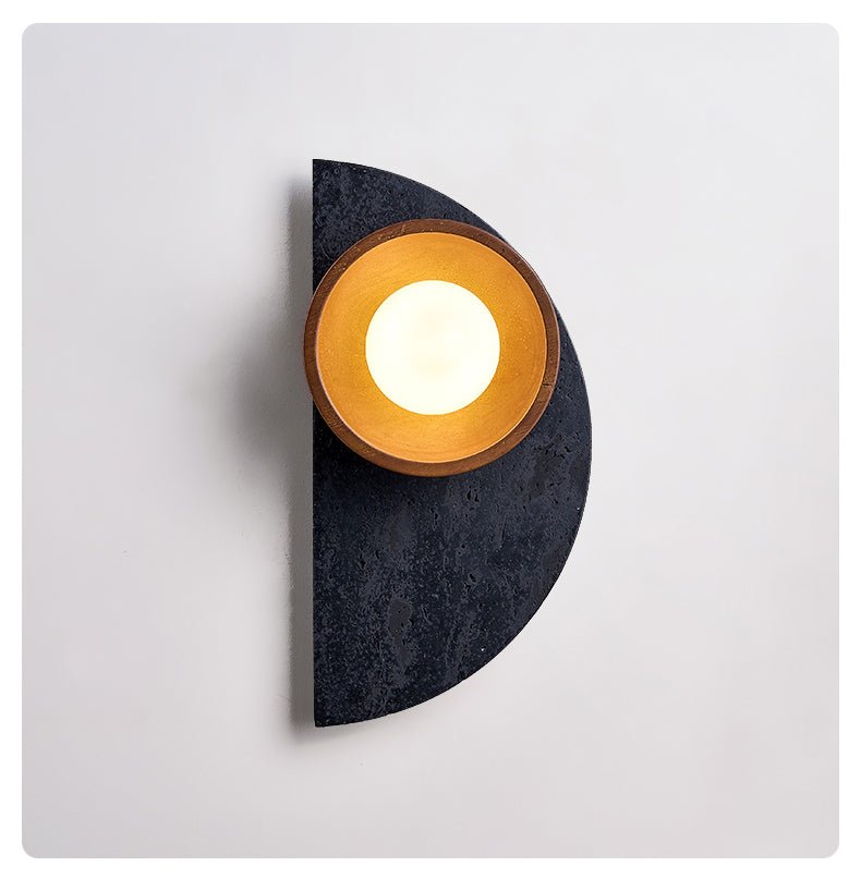 Orymir Wall Sconce with Black Travertine and Walnut