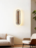 Oryn Travertine Wall Sconce with Walnut Accent – Modern Organic LED Wall Light