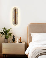 Oryn Travertine Wall Sconce with Walnut Accent – Modern Organic LED Wall Light