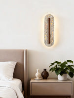 Oryn Travertine Wall Sconce with Walnut Accent – Modern Organic LED Wall Light