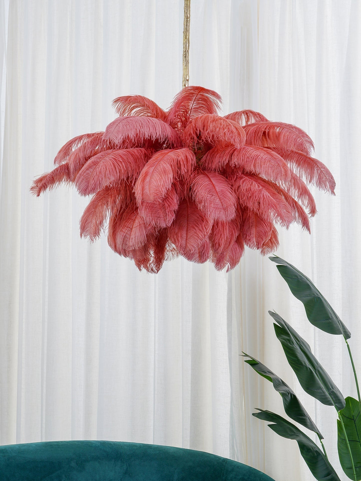Ostrich Feather Pendant Lamp