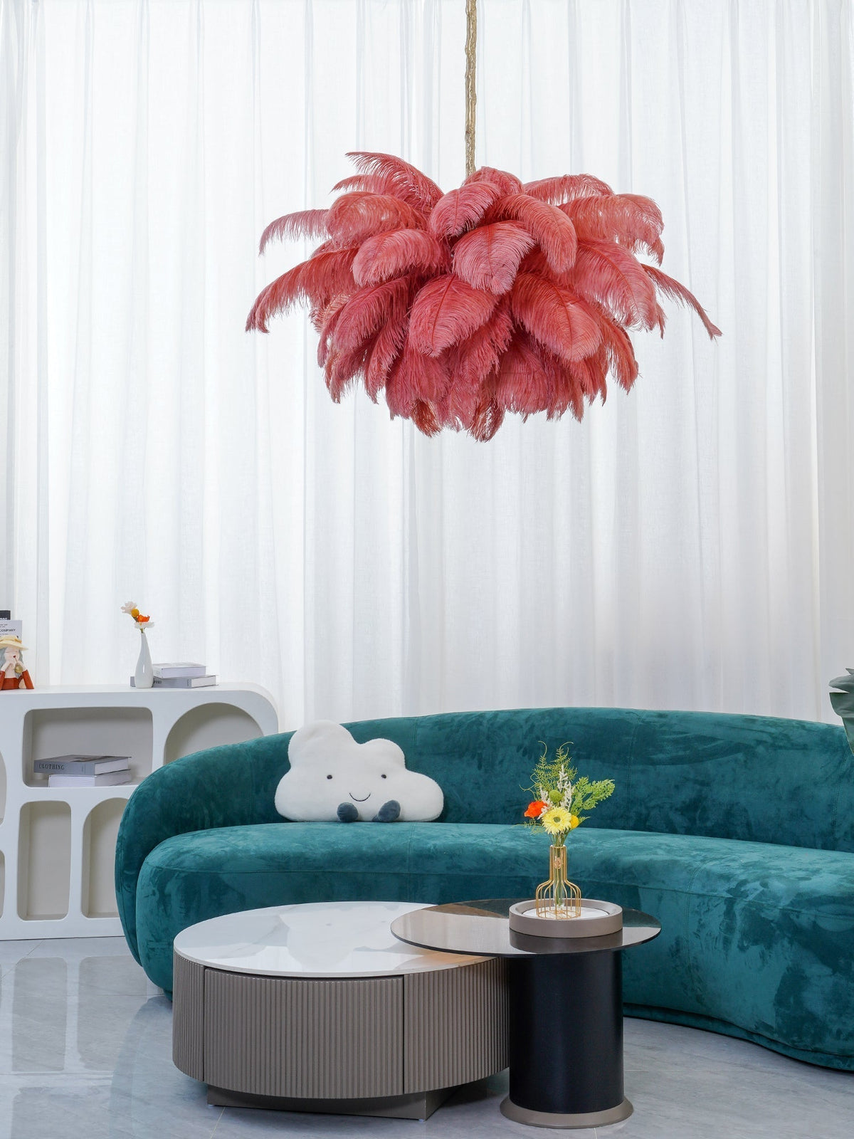 Ostrich Feather Pendant Lamp