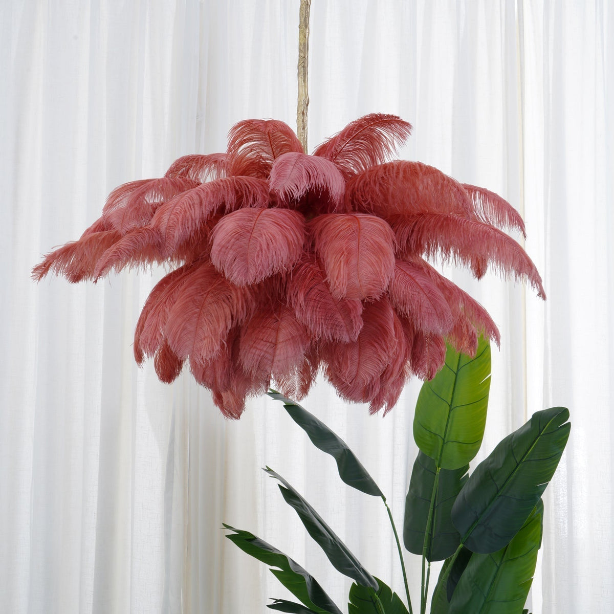 Ostrich Feather Pendant Lamp