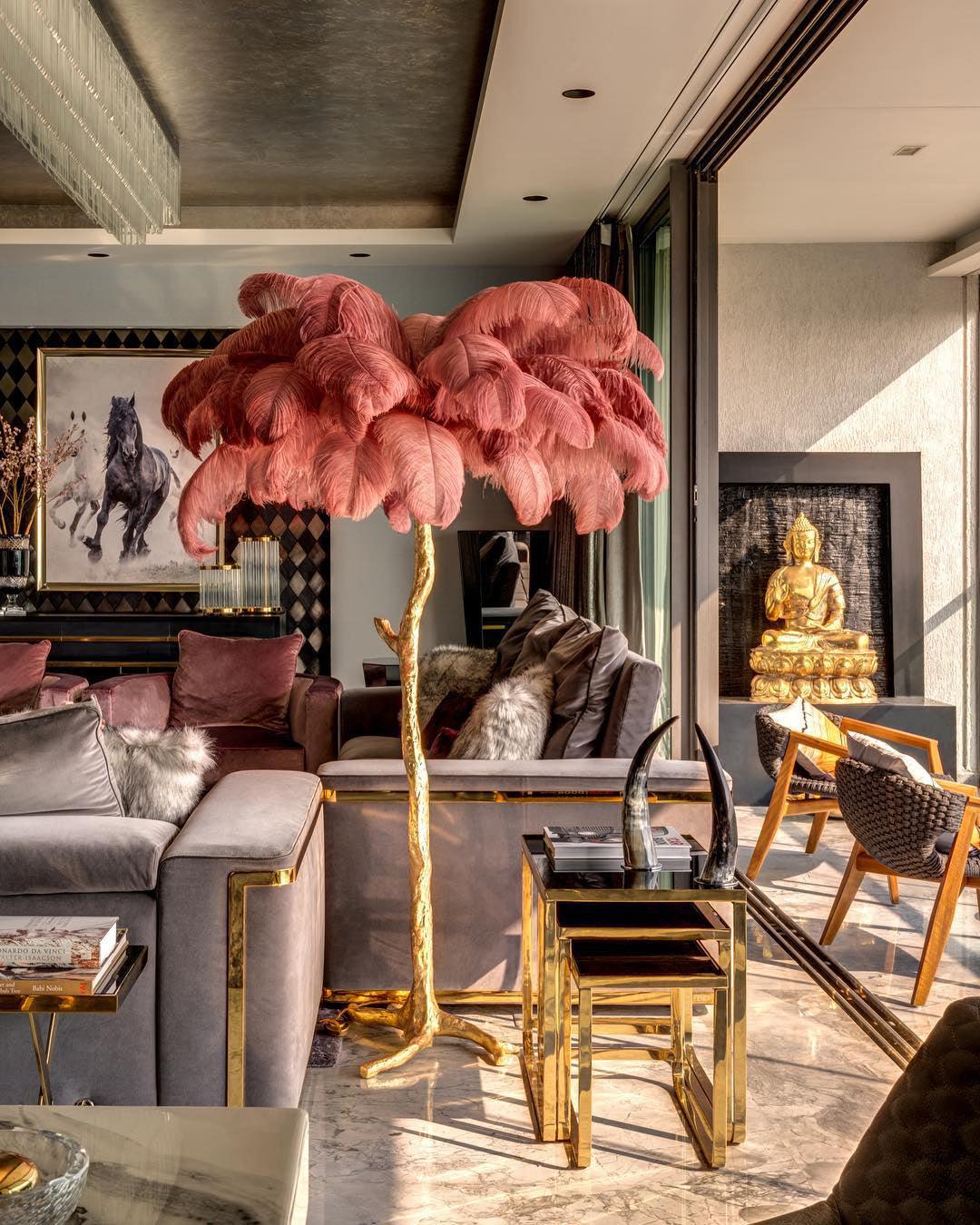 Ostrich Feather Floor Lamp