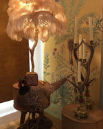 Ostrich Feather Brass Floor Lamp