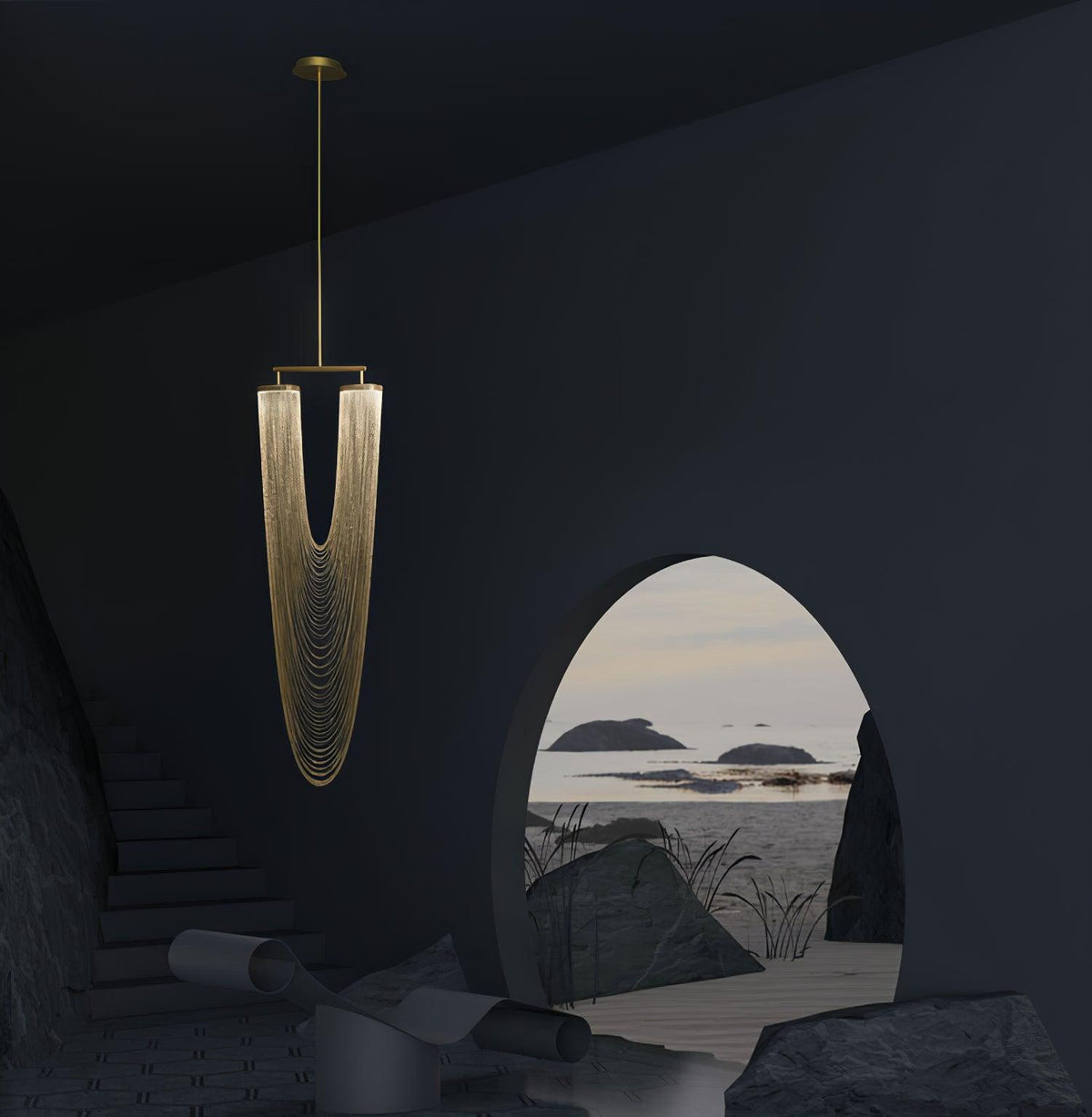 Otero Sculptural Copper Pendant Light with Integrated LED