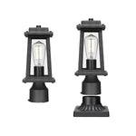 Classic Black Outdoor Lantern Post Light with Tempered Glass Shade