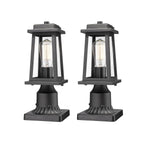 Classic Black Outdoor Lantern Post Light with Tempered Glass Shade
