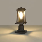 Classic Black Outdoor Lantern Post Light with Tempered Glass Shade