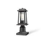 Classic Black Outdoor Lantern Post Light with Tempered Glass Shade