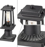 Classic Black Outdoor Lantern Post Light with Tempered Glass Shade