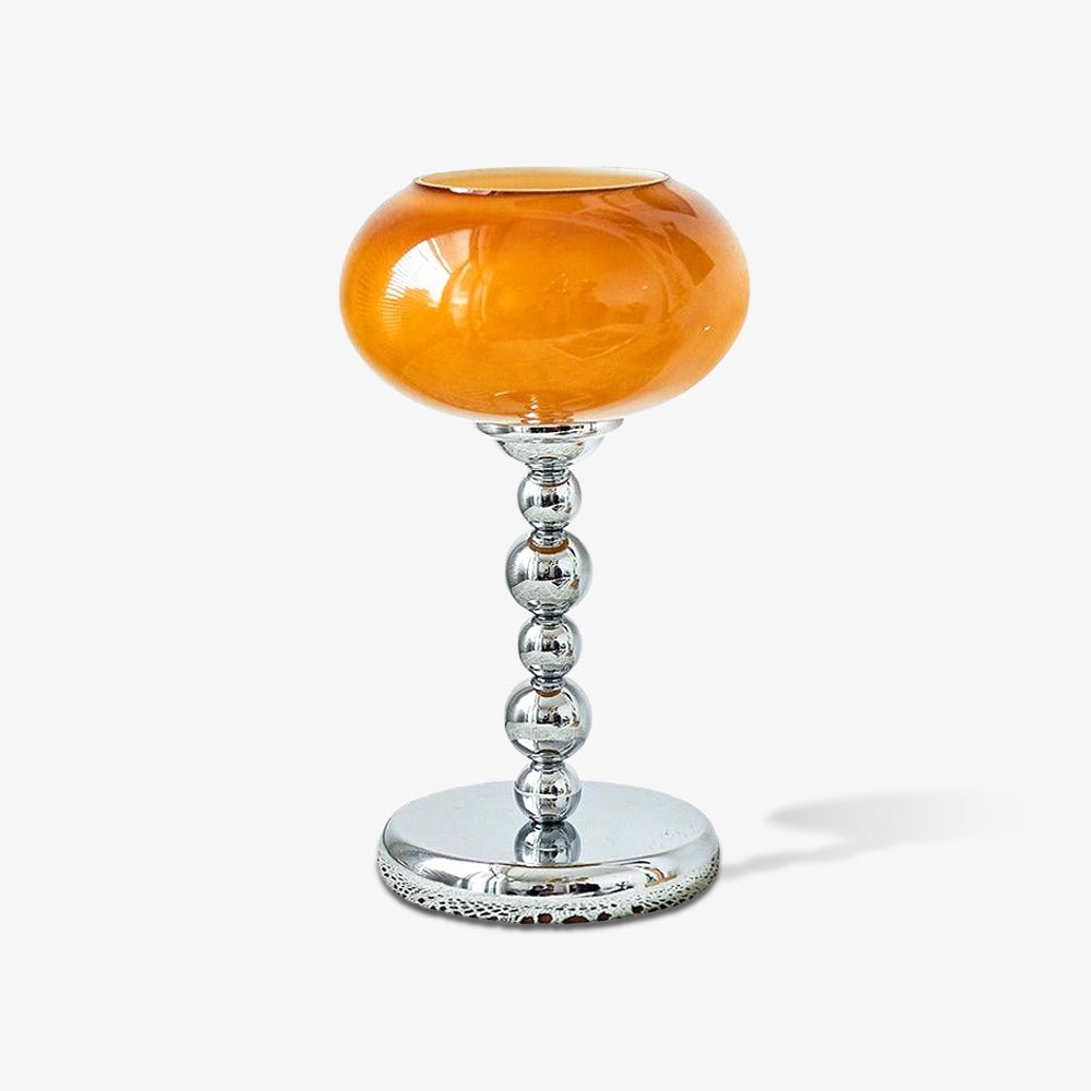 Oval Persimmon Table Lamp – Chrome & Glass, Mid-Century Modern Desk Light