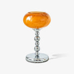 Oval Persimmon Table Lamp – Chrome & Glass, Mid-Century Modern Desk Light