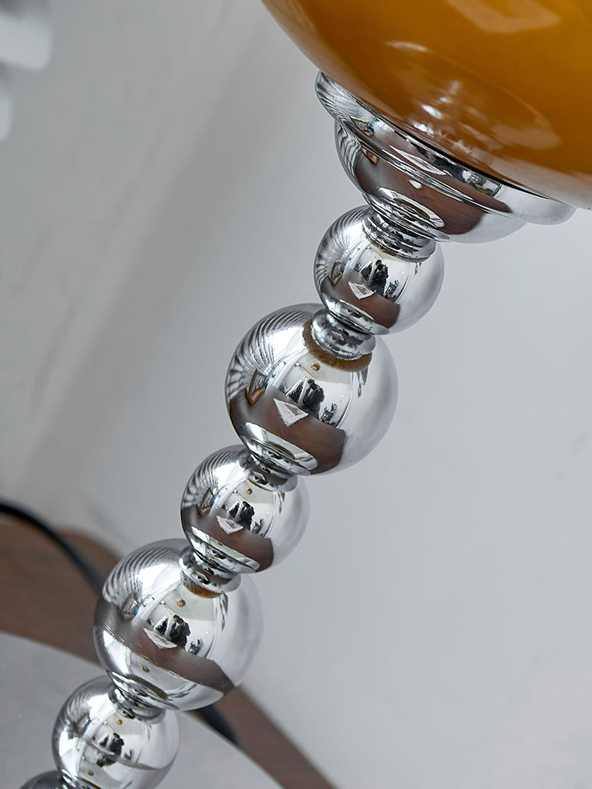 Oval Persimmon Table Lamp – Chrome & Glass, Mid-Century Modern Desk Light