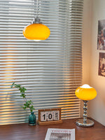 Oval Persimmon Table Lamp – Chrome & Glass, Mid-Century Modern Desk Light