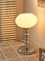 Oval Persimmon Table Lamp – Chrome & Glass, Mid-Century Modern Desk Light