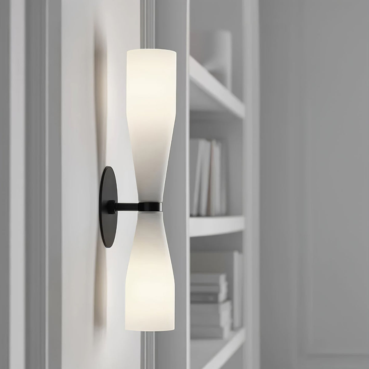 Ovalo Duo Modern Smoked Glass Wall Sconce with Brass Backplate