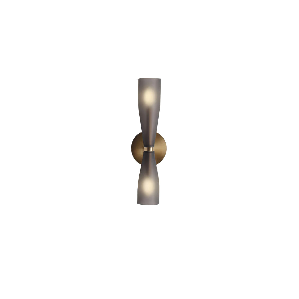 Ovalo Duo Modern Smoked Glass Wall Sconce with Brass Backplate