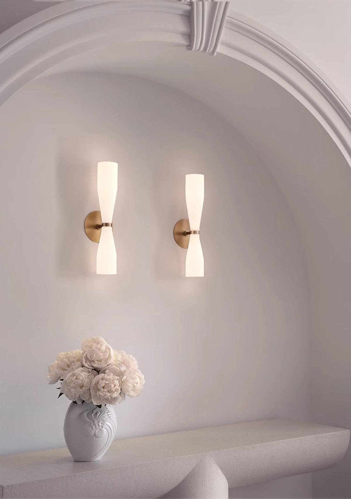 Ovalo Duo Modern Smoked Glass Wall Sconce with Brass Backplate