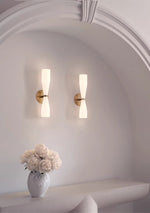 Ovalo Duo Modern Smoked Glass Wall Sconce with Brass Backplate