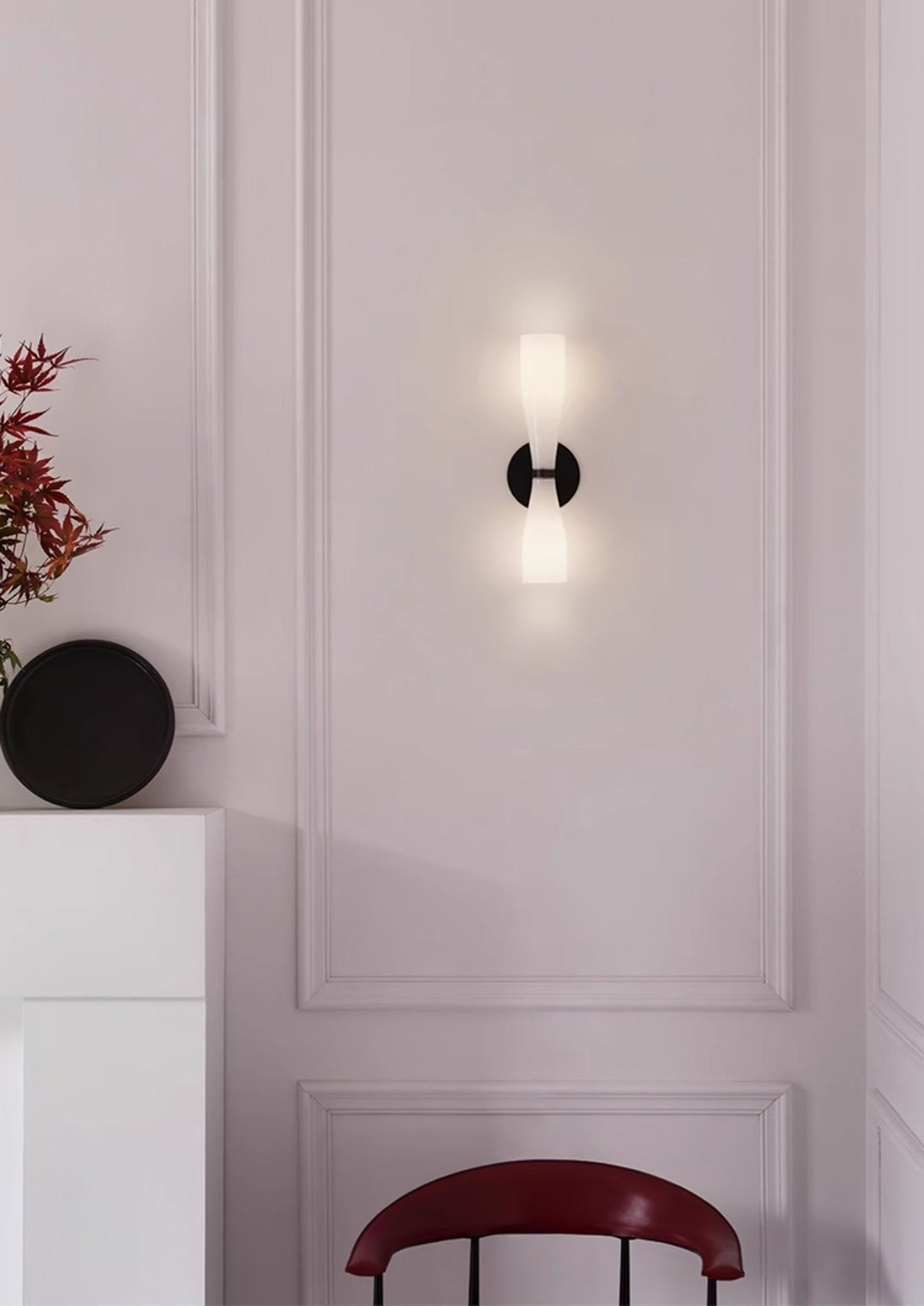 Ovalo Duo Modern Smoked Glass Wall Sconce with Brass Backplate