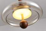 Ovalo Walnut Wood LED Pendant Light with Brass Accents