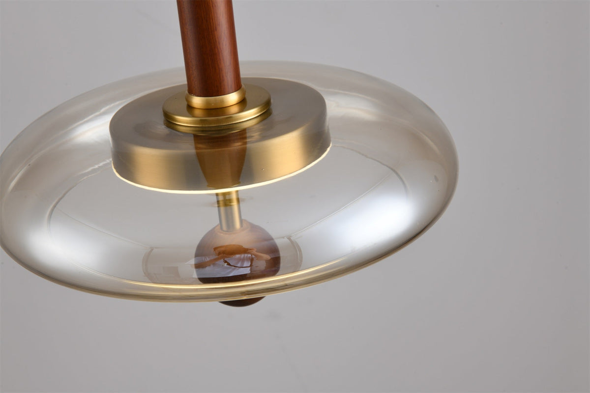 Ovalo Walnut Wood LED Pendant Light with Brass Accents