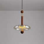 Ovalo Walnut Wood LED Pendant Light with Brass Accents