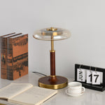 Ovalo Table Lamp with Glass Shade and Walnut Wood Base