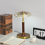 Ovalo Table Lamp with Glass Shade and Walnut Wood Base
