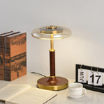 Ovalo Table Lamp with Glass Shade and Walnut Wood Base